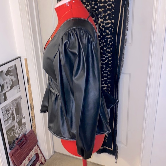 Staud Luna Vegan Leather Peplum Top - Picture 5 of 15